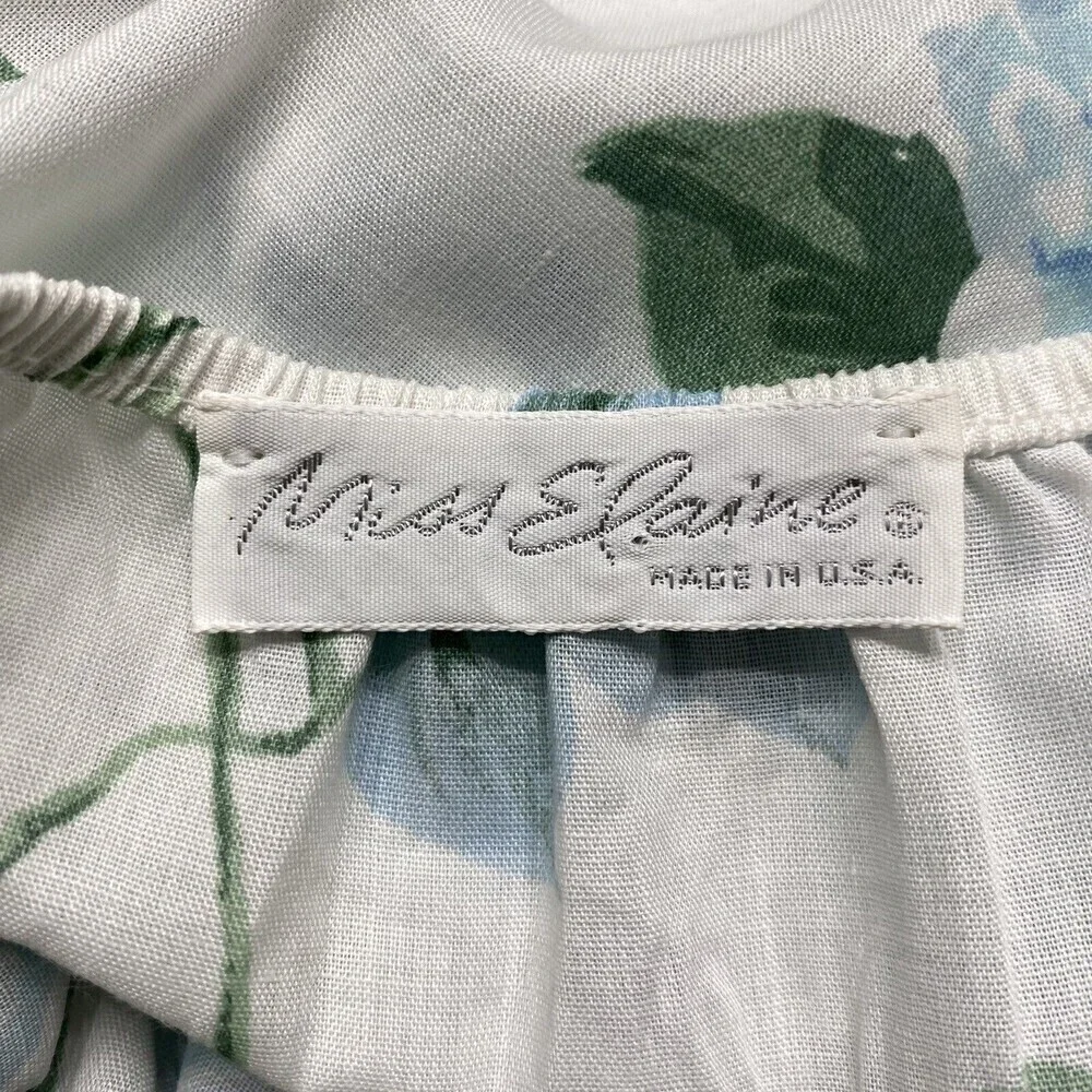 Vintage Miss Elaine Women's Nightgown Small Knee Length Blue Roses
